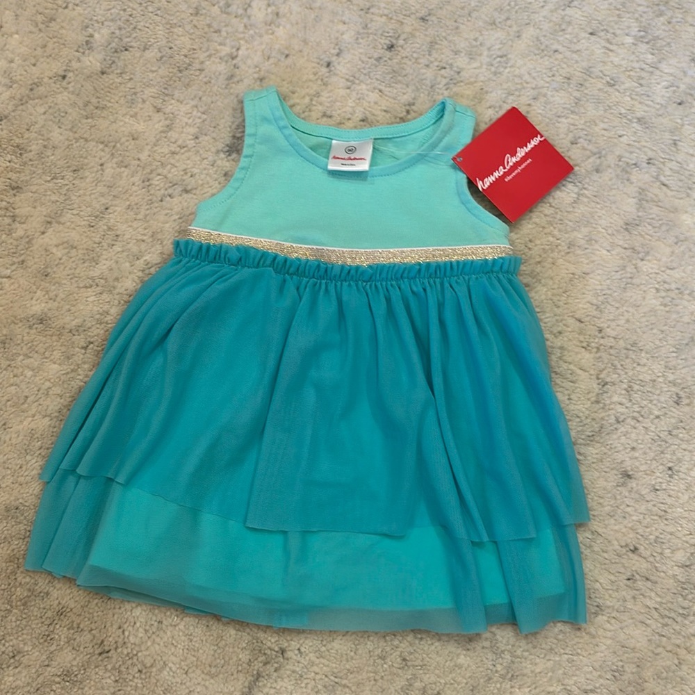 NWT Girls Hanna Andersson Blue Dress Size 60 3-6 Mons